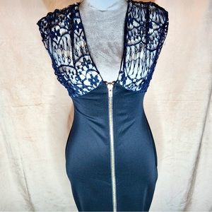 AX Paris - Blue Lace Zip Up - Size 12 (European) Ladies dress